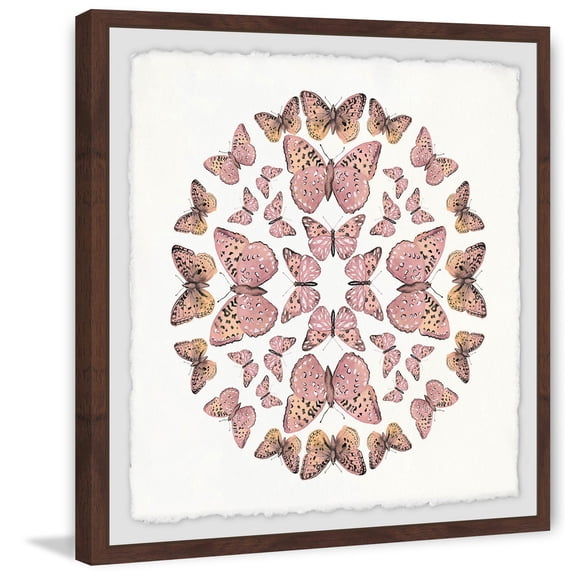Pink Butterfly Circles Framed Painting Print