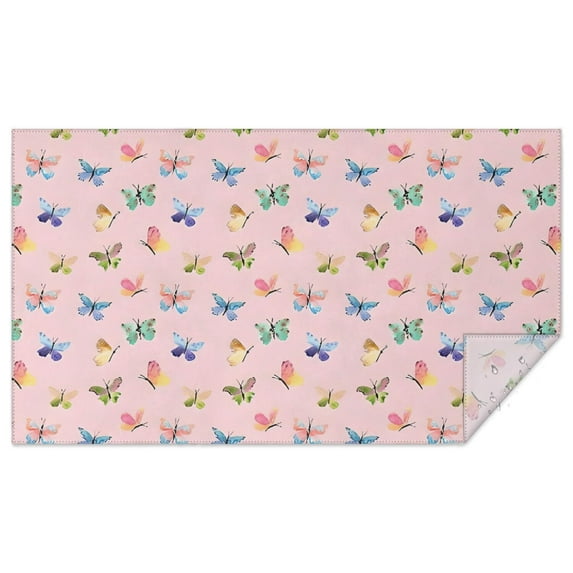 Pink Butterfly Colorful Wing Pattern Rectangle Tablecloth 60"x102",Waterproof Polyester Rectangle Table Cloth, Wipeable Spillproof Polyester Tablecloth for Dining, Camping, Indoor and Outdoor