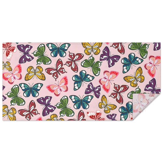 Pink Butterfly Colorful Wing Pattern Rectangle Tablecloth 60"x120",Waterproof Polyester Rectangle Table Cloth, Wipeable Spillproof Polyester Tablecloth for Dining, Camping, Indoor and Outdoor