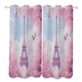 thumbnail image 1 of Pink Butterfly Eiffel Tower Print 2 Panels Blackout Curtains for Bedroom Living Room Drapes Kitchen Room Window Blackout Curtain Grommet, 1 of 6