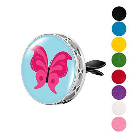 Pink Butterfly Enamel Car Vent Diffuser w/pads and gift box