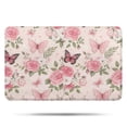 thumbnail image 1 of Pink Butterfly Floral Bow White Pattern Bathroom Rugs Mat,Non Slip Microfiber Bathroom Rug,Rubber Backing,Soft Bathroom Mats for Bathroom Floor,Tub and Shower,17x27in(43x68cm), 1 of 5