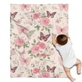 thumbnail image 1 of Pink Butterfly Floral Bow White Pattern Blanket,Comfortable Soft Flannel Throw Blanket,All Season,Warm Lightweight Blankets for Sofa Bed Couch Living Room Chair,30"x40", 1 of 4