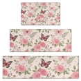 thumbnail image 1 of Pink Butterfly Floral Bow White Pattern Kitchen Rugs Sets Of 3,Kitchen Runner Rugs Non Skid Washable,Decorative Kitchen Floor Mats for Kitchen,Sink,Laundry,17"x30"+ 17"x47" + 17"x59", 1 of 6