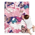 thumbnail image 1 of Pink Butterfly Flower Pattern Blanket,Comfortable Soft Flannel Throw Blanket,All Season,Warm Lightweight Blankets for Sofa Bed Couch Living Room Chair,30"x40", 1 of 4