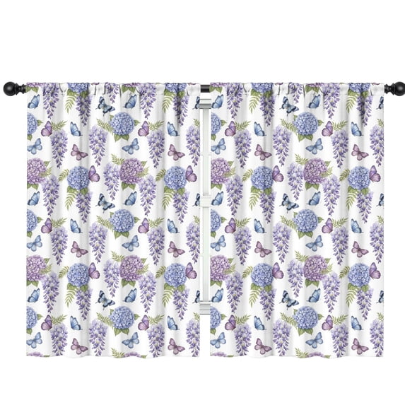 Pink Butterfly Flower Pattern Insulated Teens Curtains Set Of 2, Bedroom Essentials, Toddler Room Decor 42"x63"