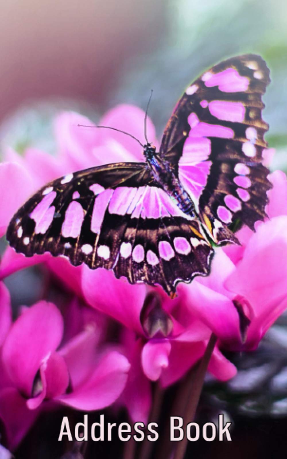 Pink Butterfly & Flowers Address Book for the Elderly Record name