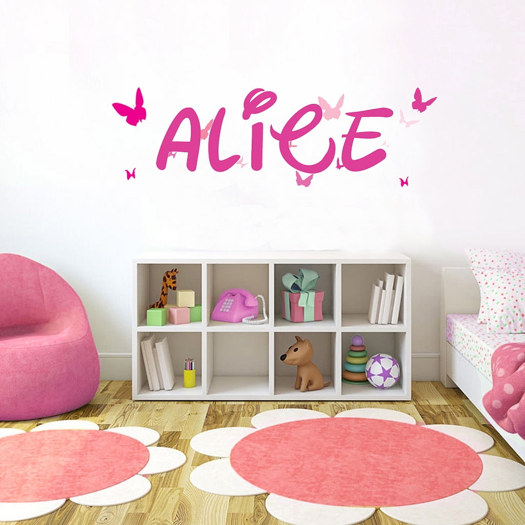 Pink Butterfly Font2 h4" Made-to-Order Baby Name Kid Room Nursery Wall ...