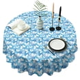 thumbnail image 1 of Pink Butterfly Geometric Pattern Round Tablecloth 60"x60",Wrinkle Wipeable Table Cloth for Kitchen Dining Room Picnic Patio Party, 1 of 6