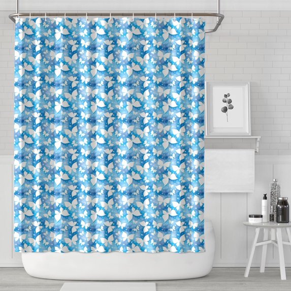 Pink Butterfly Geometric Pattern Shower Curtain 72"x84" ,Bathroom Decorative Shower Curtains Set with 12 Hooks,Modern Waterproof Washable Shower Curtain