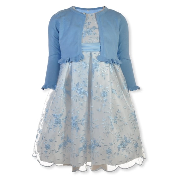 Pink Butterfly Girls' 2-Piece Ivy Illusion Dress Set Outfit Color: blue Size: 14