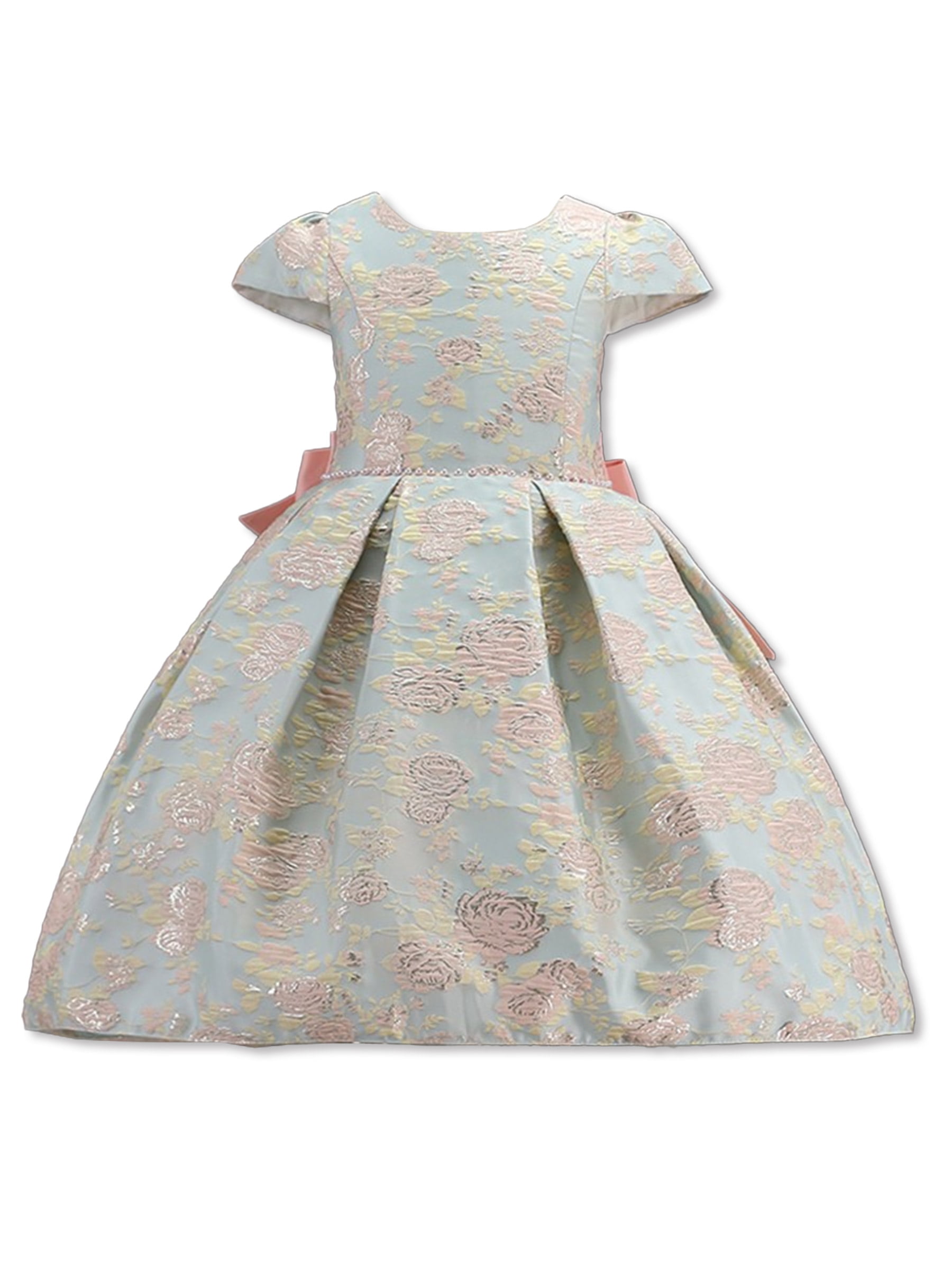 Pink Butterfly Girls' Brocade Dress Color: pink/blue Size: 4