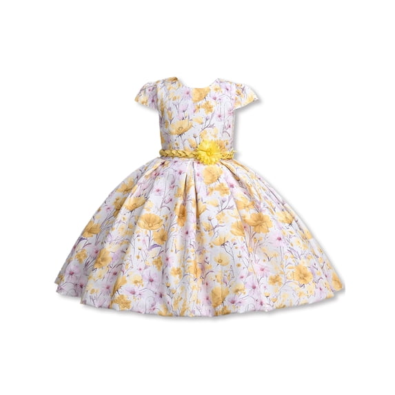 Pink Butterfly Girls' Flower Special Occasion Dress - banana, 16 (Big Girls)