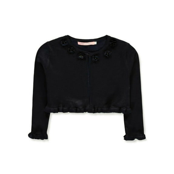 Pink Butterfly Girls' Flower and Pearl Knit Shrug Color: black Size: 7