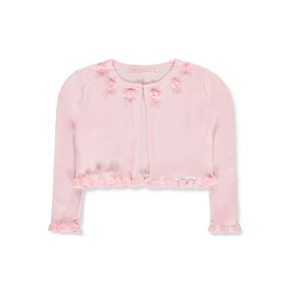 Pink Butterfly Girls' Flower and Pearl Knit Shrug Color: pink Size: 4