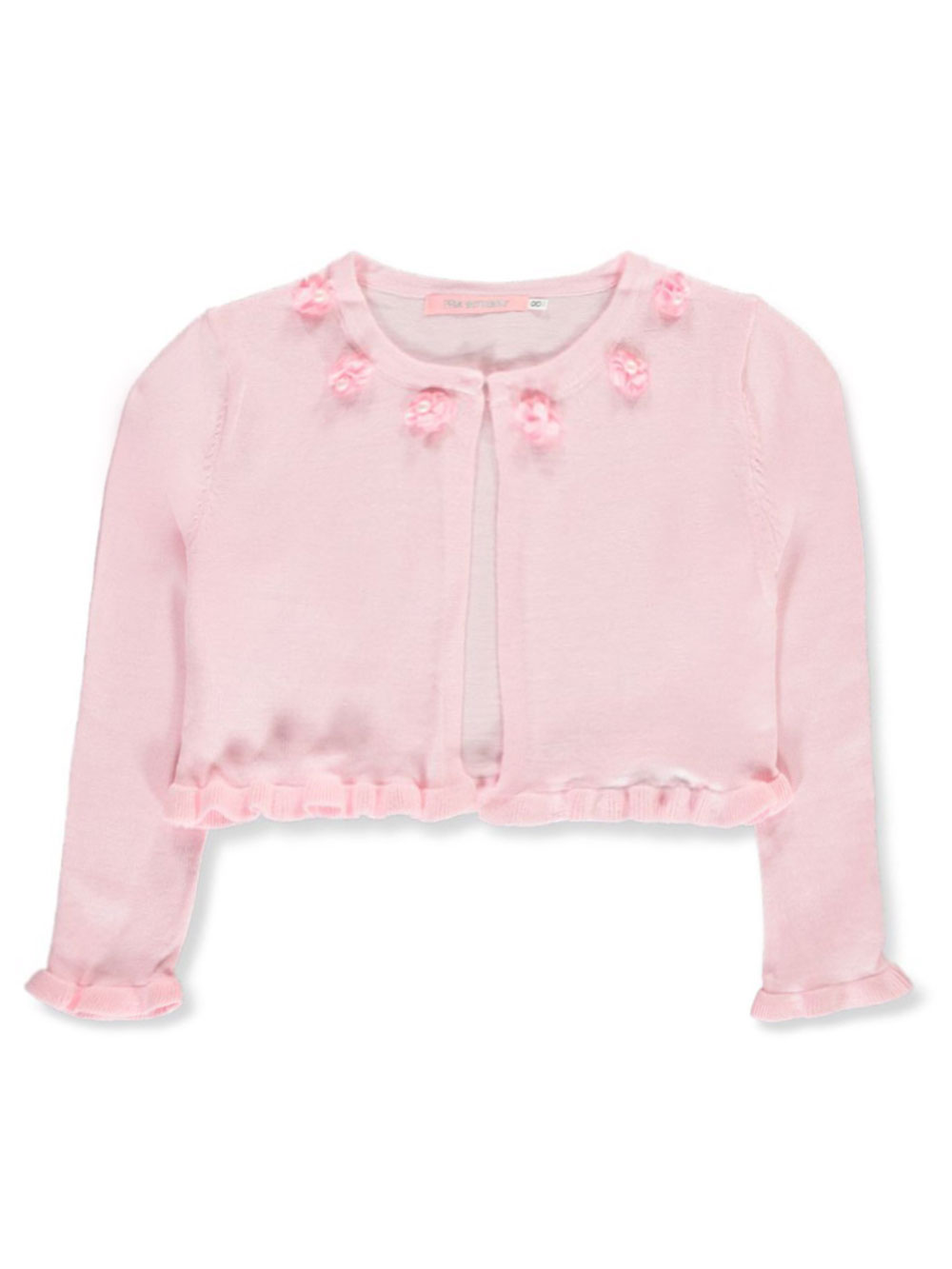 Pink Butterfly Girls' Flower and Pearl Knit Shrug - pink, 5 (Little Girls) - image 1 of 1