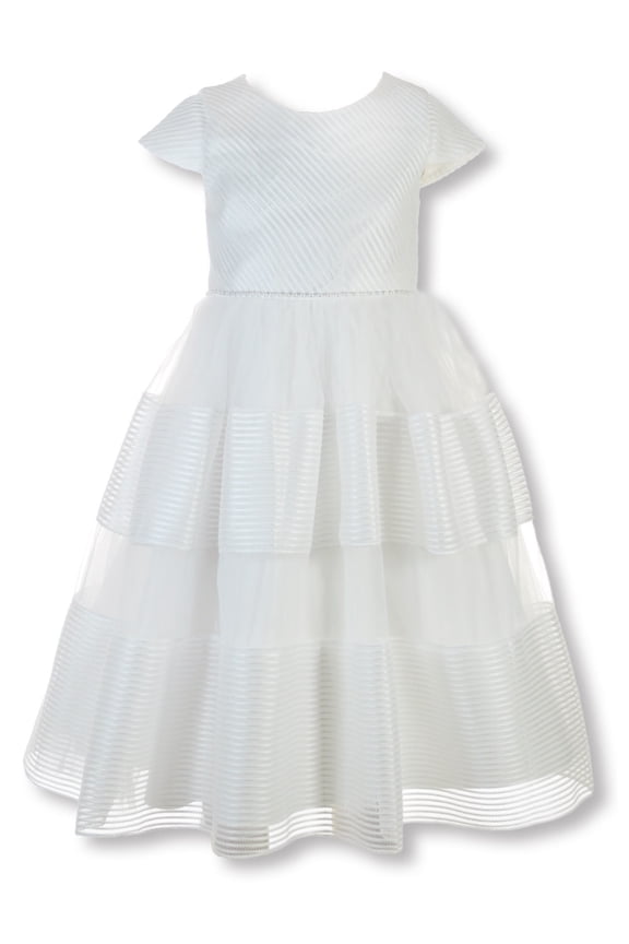 Girls' Pearl Stripe Dress Color: off white Size: 2t