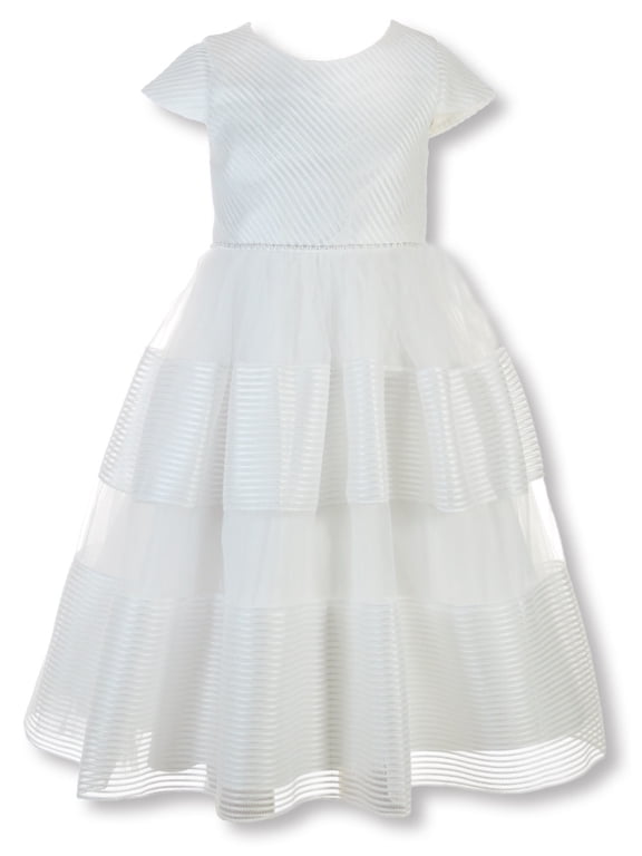 Girls' Pearl Stripe Dress - off white, 3t (Toddler)
