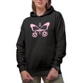 thumbnail image 1 of Pink Butterfly Merch Gift, Black Hooded Sweatshirt or Hoodie, Small, 1 of 5
