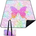 thumbnail image 1 of Pink Butterfly Outdoor Picnic Mat Mermaid Waterproof Picnic Blankets 60x80 Inches Large Sandproof Beach Blanket Foldable Outdoor Blanket for Camping on Grass Picnic Mat, 1 of 6