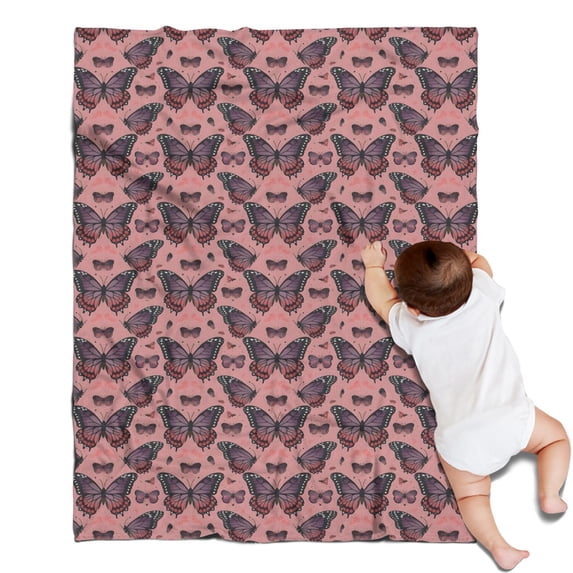 Pink Butterfly Pattern Blanket,Comfortable Soft Flannel Throw Blanket,All Season,Warm Lightweight Blankets for Sofa Bed Couch Living Room Chair,30"x40"