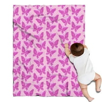 Pink Butterfly Pattern Blanket,Comfortable Soft Flannel Throw Blanket,All Season,Warm Lightweight Blankets for Sofa Bed Couch Living Room Chair,30"x40"