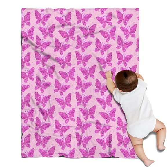 Pink Butterfly Pattern Blanket,Comfortable Soft Flannel Throw Blanket,All Season,Warm Lightweight Blankets for Sofa Bed Couch Living Room Chair,30"x40"