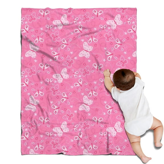Pink Butterfly Pattern Blanket,Comfortable Soft Flannel Throw Blanket,All Season,Warm Lightweight Blankets for Sofa Bed Couch Living Room Chair,30"x40"
