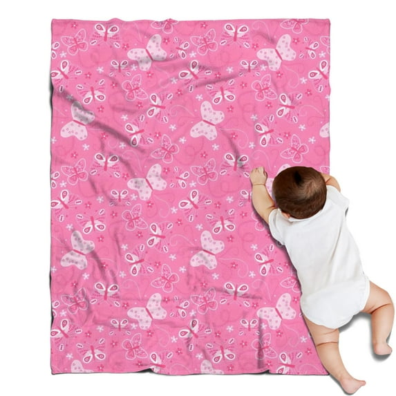 Pink Butterfly Pattern Blanket,Comfortable Soft Flannel Throw Blanket,All Season,Warm Lightweight Blankets for Sofa Bed Couch Living Room Chair,30"x40"