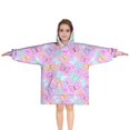 thumbnail image 1 of Pink Butterfly Pattern Blanket Hoodies for Kids 6-13YR Oversize Wearable Blanket Hoodies for Boys Girls Teens, 1 of 7