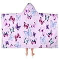 thumbnail image 1 of Pink Butterfly Pattern Hooded Bath Towel，50"x30" for Ages 3 To 12 Kids, Quick Dry Lightweight Soft Microfiber Hood Beach Towel Cover Up for Kids, 1 of 7