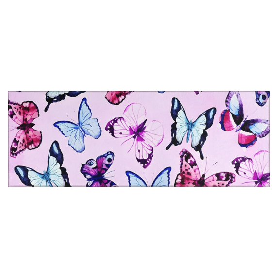 Pink Butterfly Pattern Kitchen Rug Mat,Kitchen Runner Rugs Non Skid Washable,Decorative Kitchen Floor Mats for Kitchen,Sink,Laundry,17"X47"