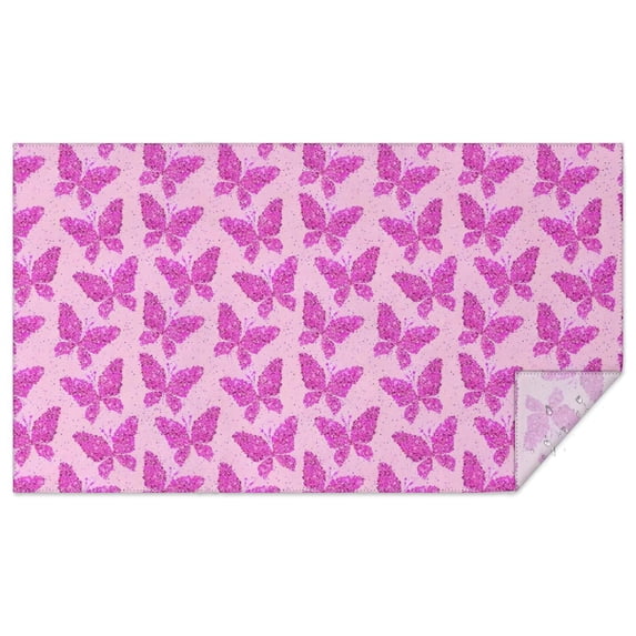 Pink Butterfly Pattern Rectangle Tablecloth 60"x102",Waterproof Polyester Rectangle Table Cloth, Wipeable Spillproof Polyester Tablecloth for Dining, Camping, Indoor and Outdoor