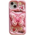 thumbnail image 1 of Pink Butterfly Phone Case Compatible with iPhone 13 Pro, Cute 3D Korea Dopamine Butterfly Case with Butterfly Telescopic Hold Stand Shockproof Silicone Soft Case, 1 of 13