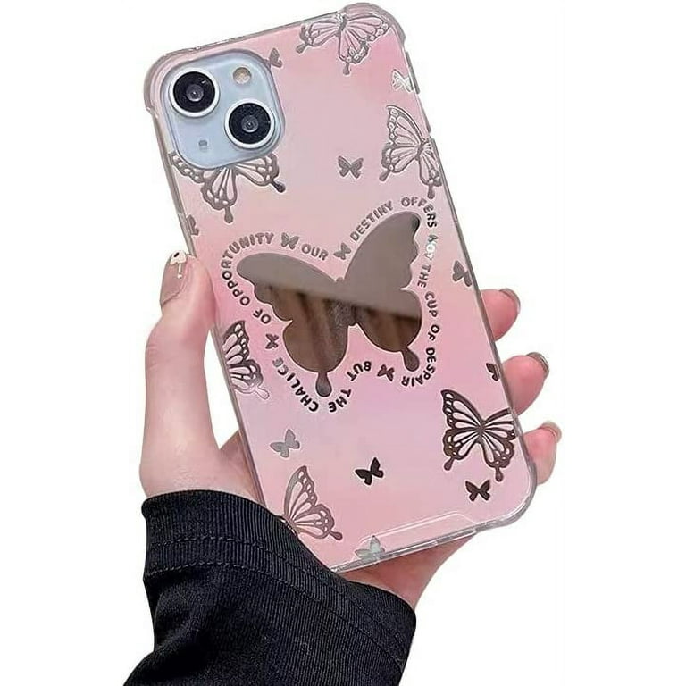 Pink Butterfly Phone Case Compatible with iPhone 11 Case, Cute Kpop Phone  Case, Pink Gradient Mirror Butterfly Phone Cover for Women Girls 