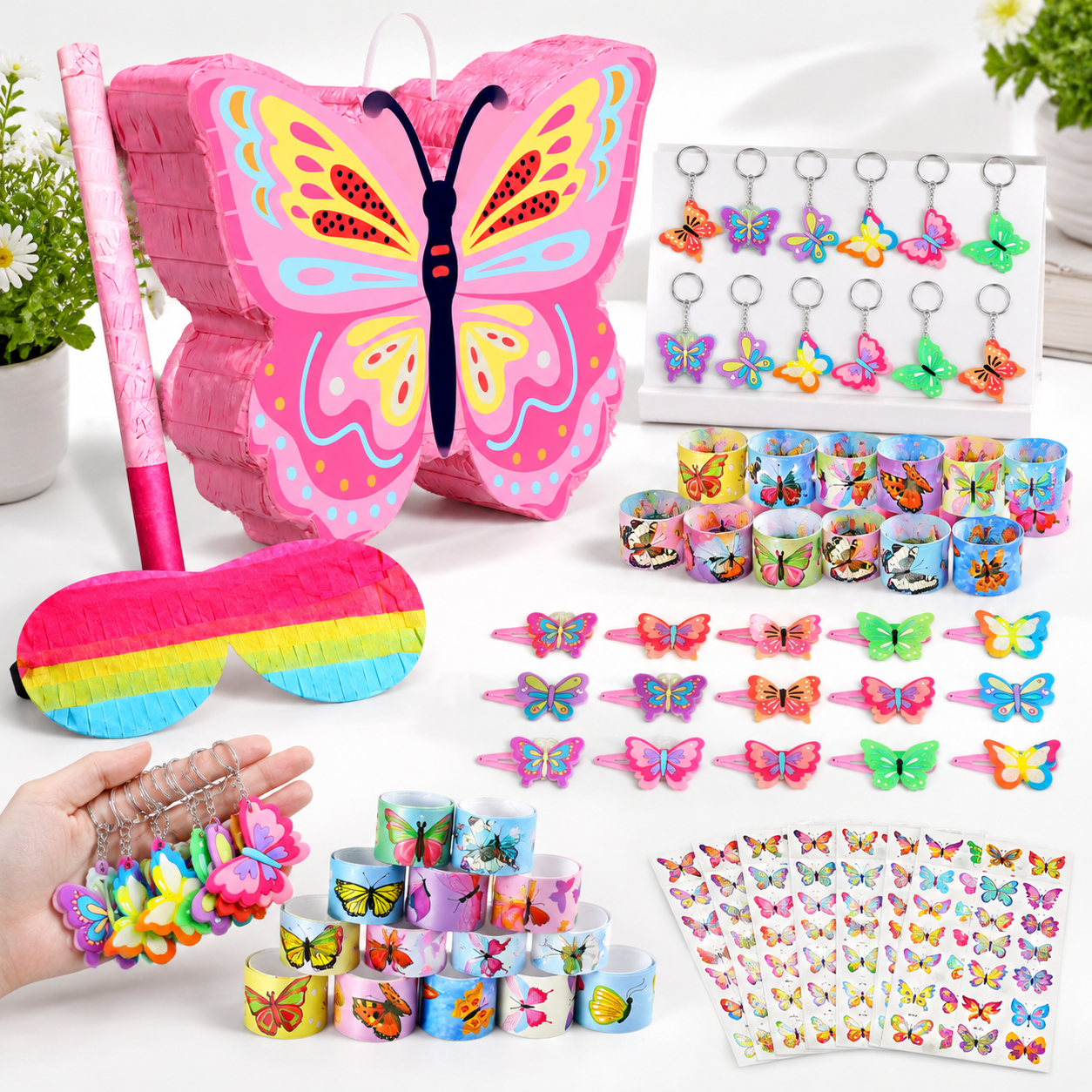 Pink Butterfly Pinata Set with Party Favors for Birthday and Themed ...