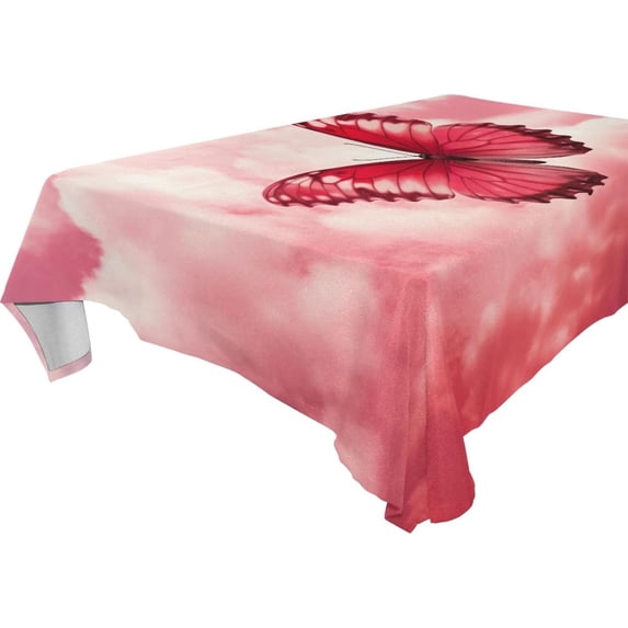 Pink Butterfly Rectangle Tablecloth Waterproof Polyester Table Clothative Stain Resistant & Wrinkle Resistant Washable Table Cover for Dining Table/Party/Camping 60x90 Inch Decor Gift