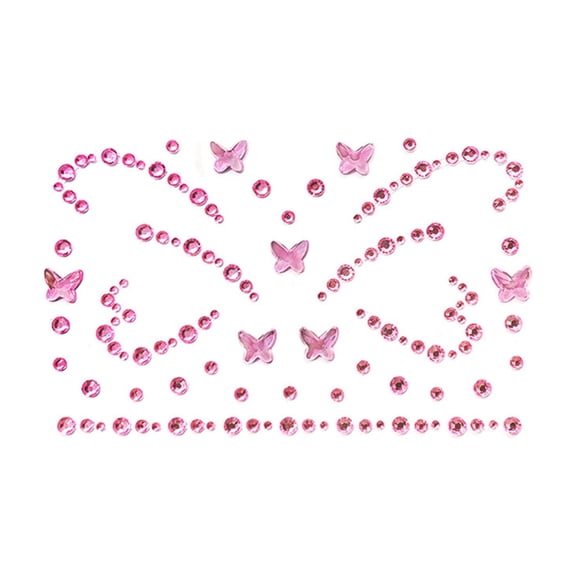 Pink Butterfly Rhinestone, Face Eye Line Makeup Decor, Whimsical Crystal for Stage Photoshoot Party, Bridal Princess Butterfly Decor