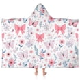 thumbnail image 1 of Pink Butterfly Star Floral Peach Pattern Hooded Bath Towel，60"x35" for Ages 3 To 12 Kids, Quick Dry Lightweight Soft Microfiber Hood Beach Towel Cover Up for Kids, 1 of 7