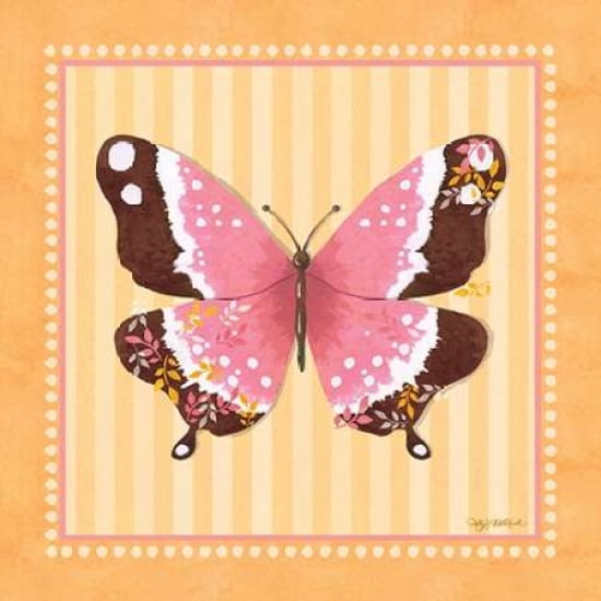 Pink Butterfly - Stripe Canvas Art - Kathy Middlebrook (24 x 24)