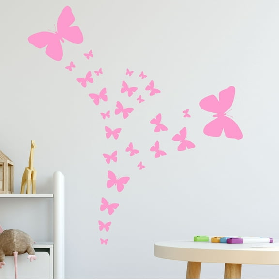 Pink Butterfly Wall Decals Room Wall Decor Butterfly Stickers Includes (26) Butterflies from 1.5"-10.5"