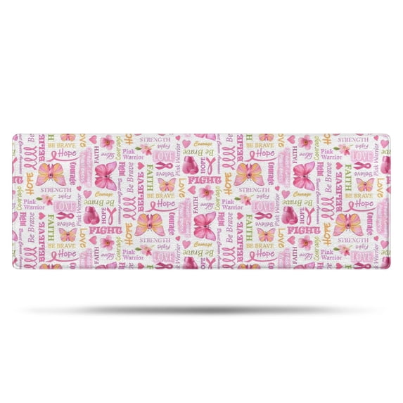 Pink Butterfly Word Pattern Bathroom Rugs Mat,Non Slip Microfiber Bathroom Rug,Rubber Backing,Soft Bathroom Mats for Bathroom Floor,Tub and Shower,47x17in(120x43cm)