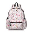 thumbnail image 1 of Pink Butterfly Word Pattern Cute School Backpack with Padded Back and Adjustable Shoulder Straps 13.4"x11"x4.7", 1 of 5