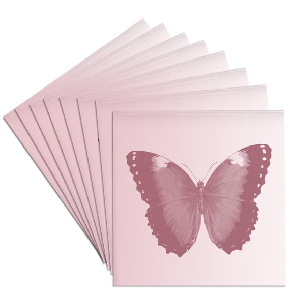 3drose, Pink Butterfly, Set of 8 Ceramic Tile Coasters