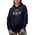 thumbnail image 1 of Pink Butterfly with Hearts Merch Gift, Navy Blue Hooded Sweatshirt or Hoodie, 3XL, 1 of 5