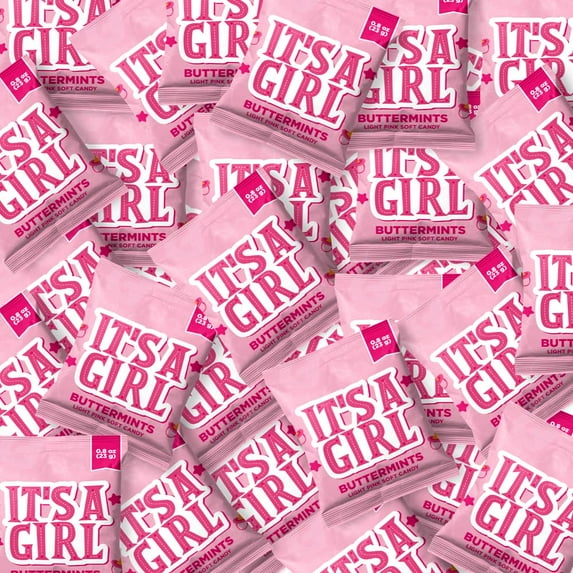 Pink Buttermints Candy - It's a Girl Party Favors, 0.8 Ounce Pouch (42 Count)
