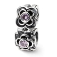 thumbnail image 1 of Pink CZ Connector Charm .925 Sterling Silver Antique Finish Reflection Beads - QRS139, 1 of 6