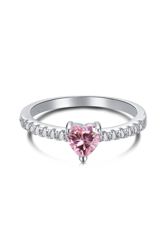 Pink CZ Heart Ring