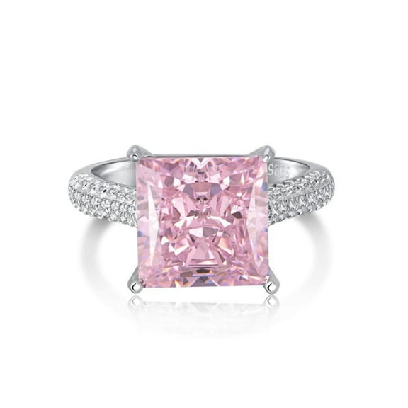 Pink CZ Square Cut Statement Ring