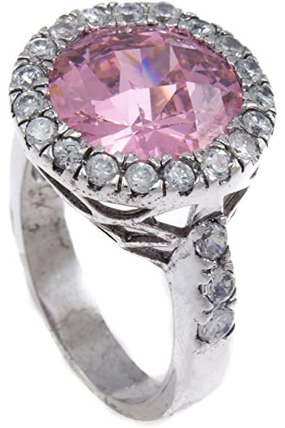 Pink CZ Stone Circle of Love CZ Bling Iced Ladies Ring RL189